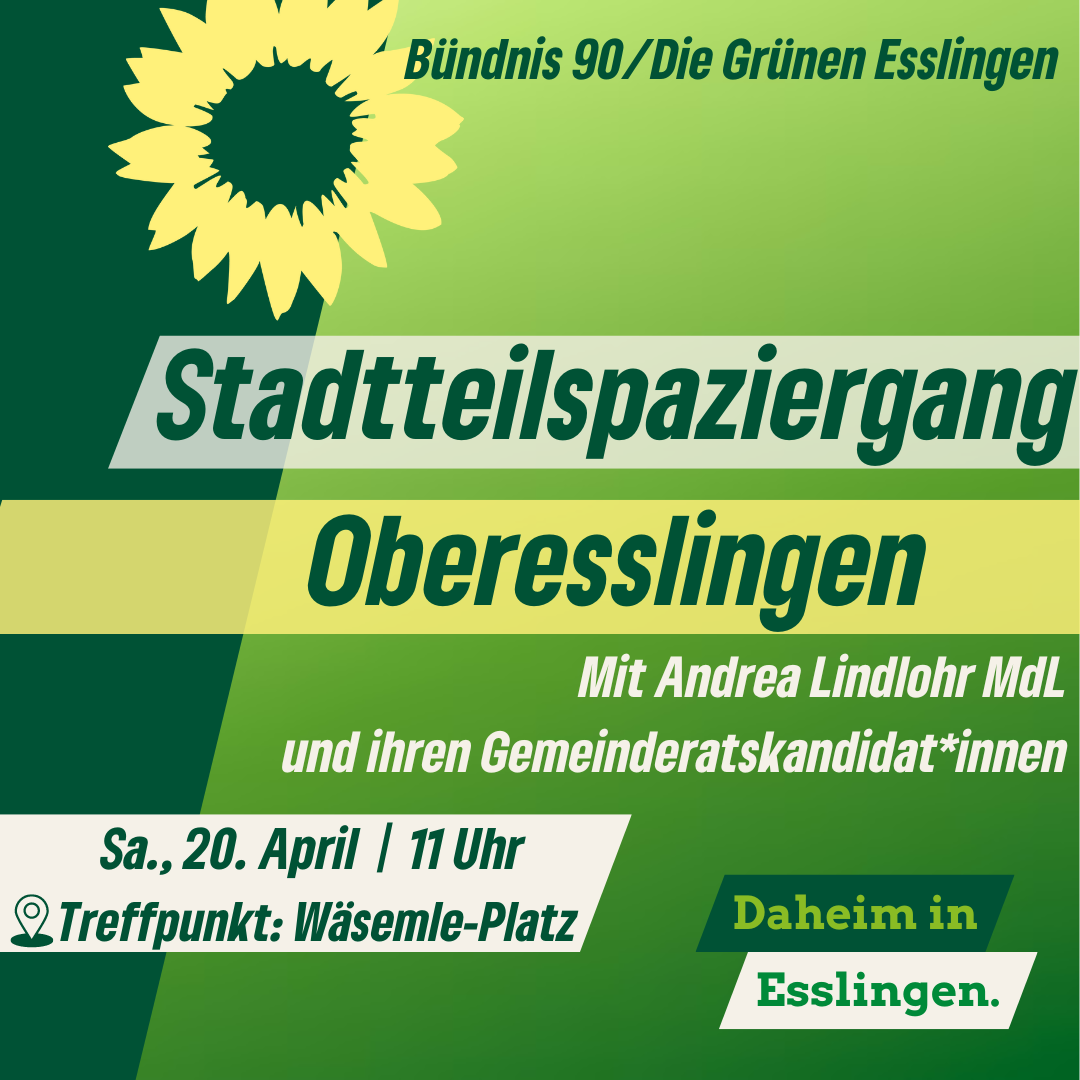 Stadtteilspaziergang Oberesslingen mit Andrea Lindlohr MdL und Ihren Gemeinderats-Kandidat*innen
